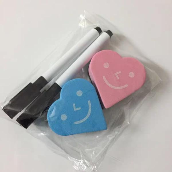EVA Whiteboard Accessories Heart Shape Magnetic Whiteboard Eraser