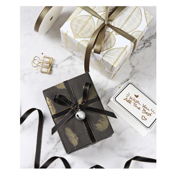 High Quality Solid Color Polyester Gold Edge 6mm Satin Ribbon Roll