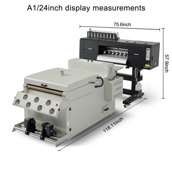 60cm 3 Head I3200 DTF Printer with 9 Color Fluorescent Printer Conveyer Belt Oven