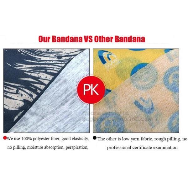 custom made digital sublimation polyester colorfast printed bandana,custom headwear printed seamless neck tube polyester