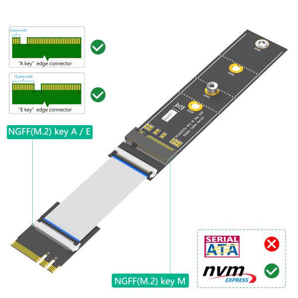 M.2 NGFF Adapter for High Speed Data Transmission Supporting NVME and PCIe SSDs with Multiple Size Compatibility