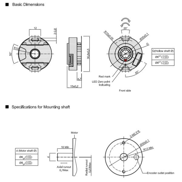 PN35 Ultra Thin Motor Rotary Encoder Outer Diameter 35mm