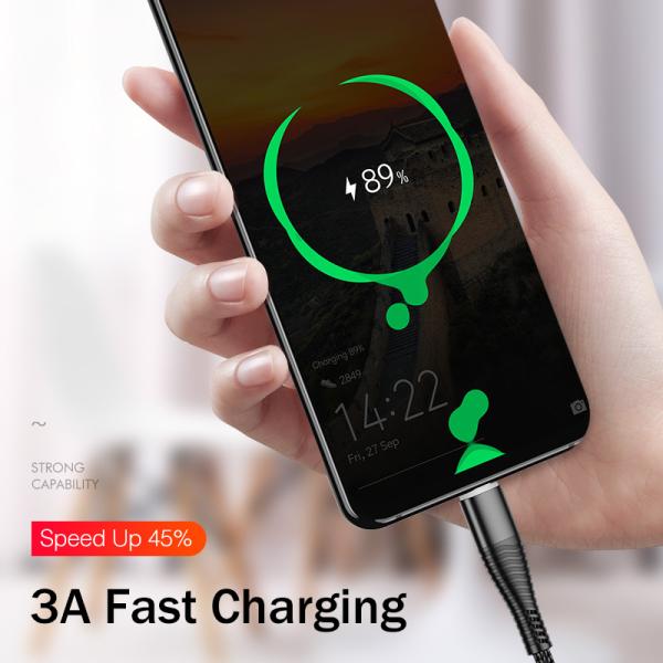 0.5m 1.2m 3A Type C Nylon Braided Fast Charging USB Cable