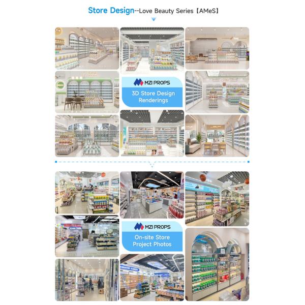 Round Edge High Cabinet Iron Powder Coated Display Cabinet for Baby Formula with Multiple Layers Mom & Baby Store Decoration