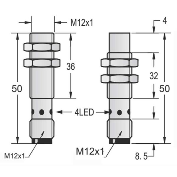 24VDC Cylindrical Inductive Proximity Sensor 3 Wire M12 Brass Shorter Body With M12 Plug Type