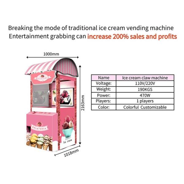 Hardware Material Refrigerated Vending Machine / Ice Cream Claw Machine
