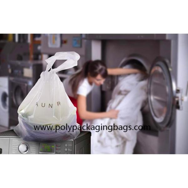 Biodegradable LDPE Plastic Laundry Bag With Cotton String Rope