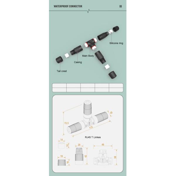 RJ45 T Type Waterproof Signal Connector