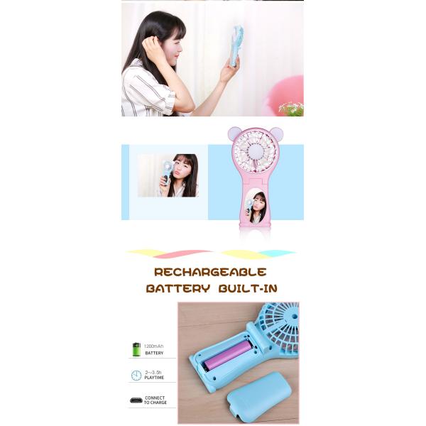 Automatic Cartoon Mini Small Battery Operated Fan Foldable Bear Usb Large Air Outlet
