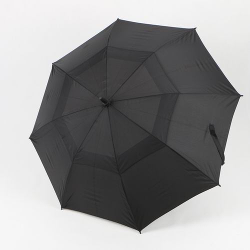 Black Vented Double Canopy Golf Umbrella Windproof With Custom Logo Print