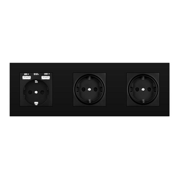 Wall 3 frame power socket eu grounded electrical plug,socket with usb PC panel 258mm*86mm white/black/gold