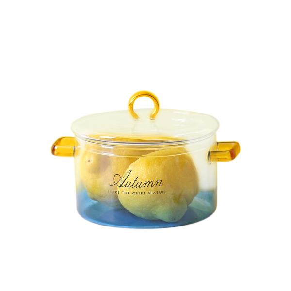 Simple Gradient Blue 4mm Glass Cutlery Salad Bowl