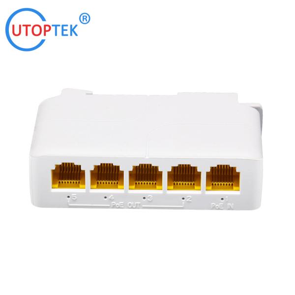 DIN Rail POE Repeater Extender 1In 4Out Hi Power 90W to 4port 30W DC48V IEEE802.3AF/AT/BT for extend distance CCTV IP Network