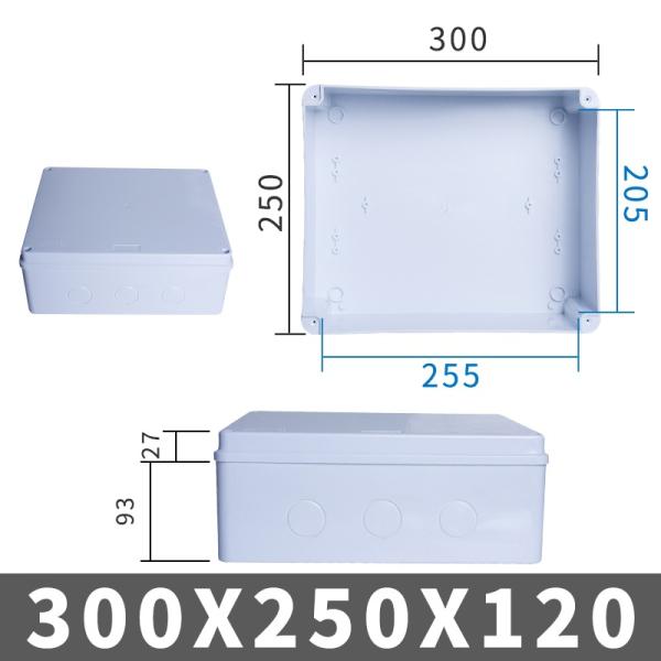 Pre Drilled Rectangular Abs Waterproof Junction Box 300x250x120mm With PVC Stoppers