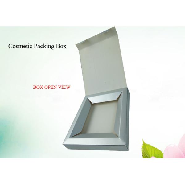 Auto Lock Closure Box Structure Custom Design Silver Art Paper Material Cosmetic Box Packaging with Paper Inside Tray