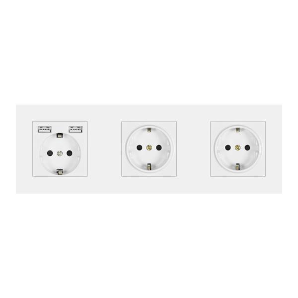 Wall 3 frame power socket eu grounded electrical plug,socket with usb PC panel 258mm*86mm white/black/gold