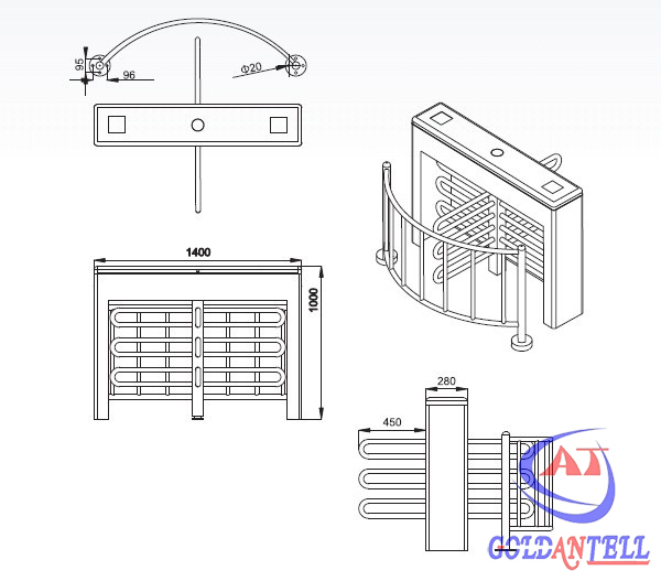 Single Access Fingerprint Automatic Full Height Turnstile With LED Indicator Light