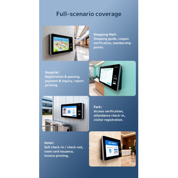 21.5'' Wall Mount Indoor NFC QR Code Scanning POS Payment Terminal HD LCD Touchscreen Facial Recognition 32GB Storage SDK Kiosk