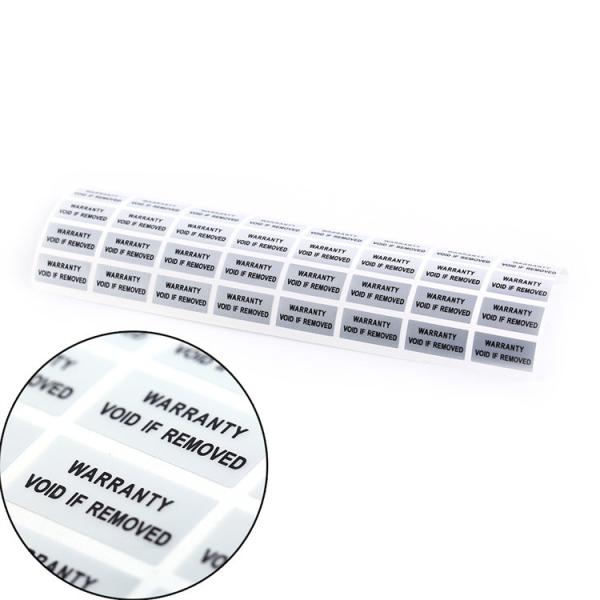 Silver High Residue Void Tamper Proof Seal Label Total Transfer Custom Security