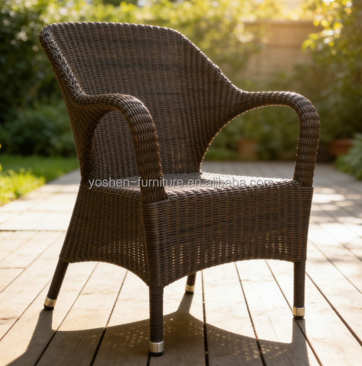 Rattan Waterproof Outdoor Stackable Dining Chairs for Restaurant Beach Park Use