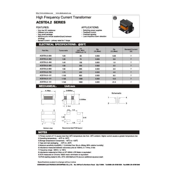 EE4.6 SMD Current Sensing Transformers Ferrite High Frequency