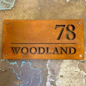 Quality Outdoor Laser Cutting Personalized House Number Rusted Corten Steel Sign for sale