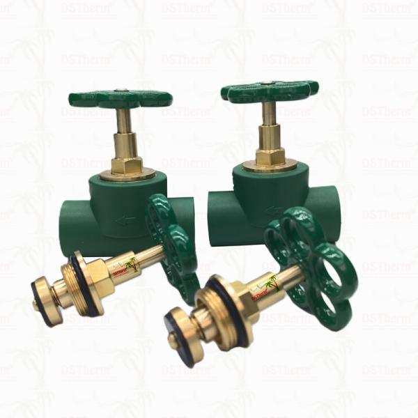 Customized Heavier Type Stop Valve Cartridge With Green Handle Brass Cartridge Brass Spindle Valve Top Part