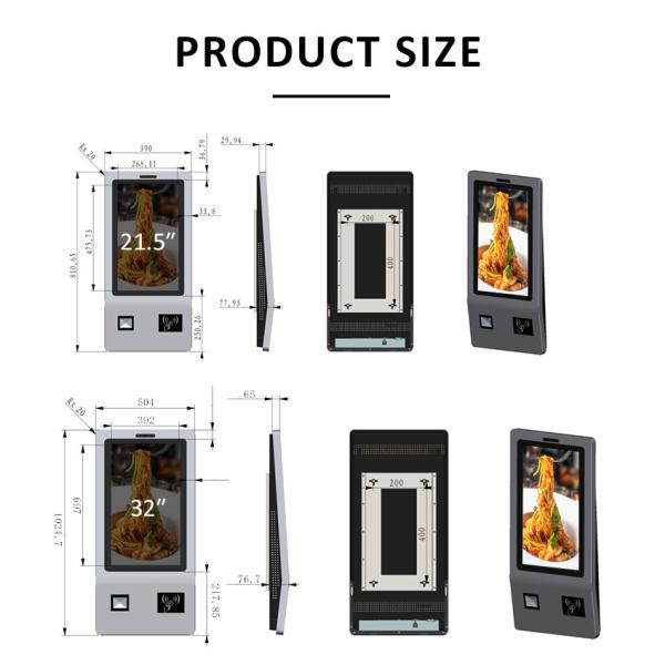 Wall Mounting LCD Screen Kiosk 21.5 Inch Self Service Payment For Restaurant