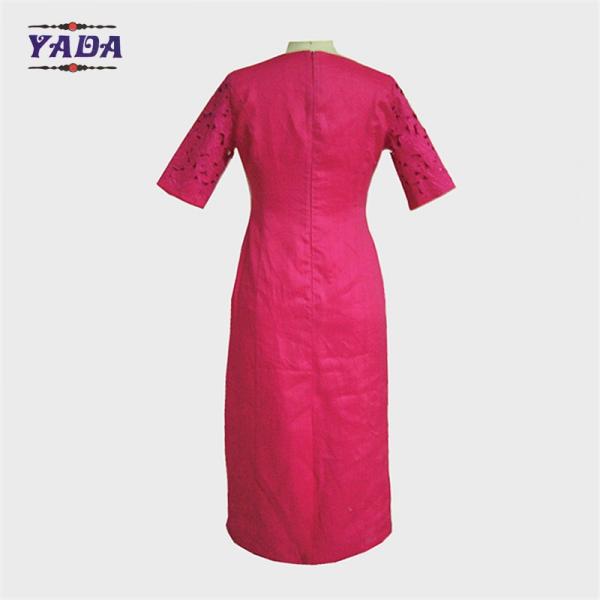 Newest designer embroidery rose half sleeve large size girls one piece dress party woman apparel