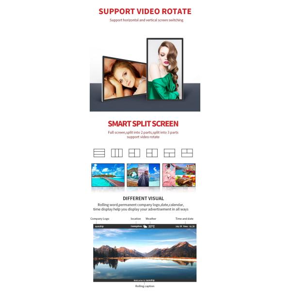 Android Indoor Slim 16GB LCD Digital Signage Display 1920X1080 Resolution