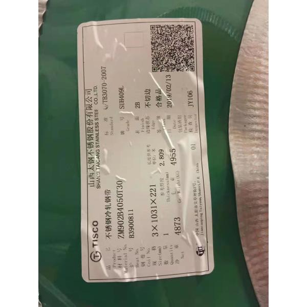 SUH409L Stainless Steel Sheet Metal 1.4512 X2CrTi12 CERTS 3.1 Inox Sheet For Automible Parts