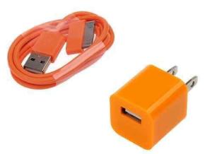 Quality AC Wall Charger Adapter with iphone 4 Data Sync Cable for G 4S 3GS 3G iPod Touch orange for sale
