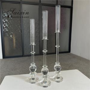 Quality High Quality Candle Holder 3 pcs Set Crystal Wedding Decor Supplies Tall Centerpiece Crystal Candle Holder for sale
