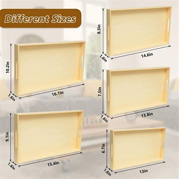 Sustainable Sushi Wood Nested Serving Trays With Handles