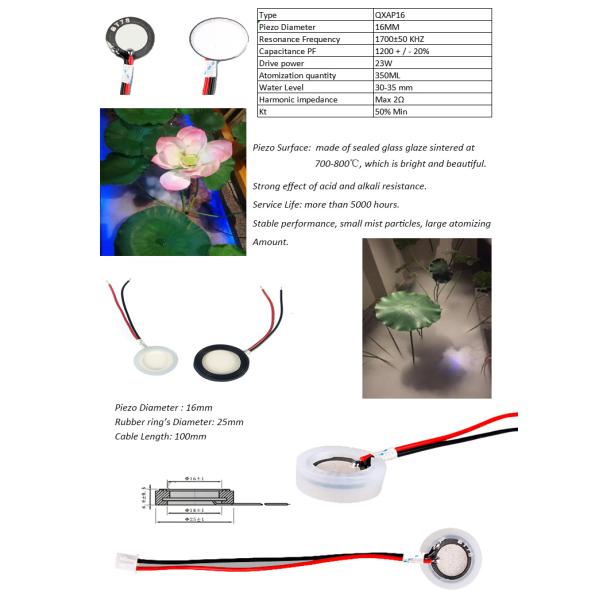 16mm Ceramic Ultrasonic Transducer 2.4MHZ Medical Piezoelectric Mist Generator