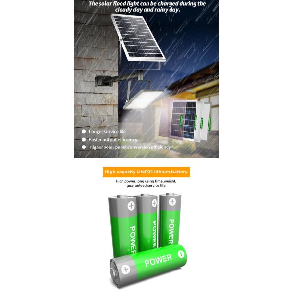 Garden LED Solar Outdoor Flood Lights With Remote Control High Luminous 6500K