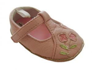 Quality pink flower leather baby shoe NO.1060 for sale