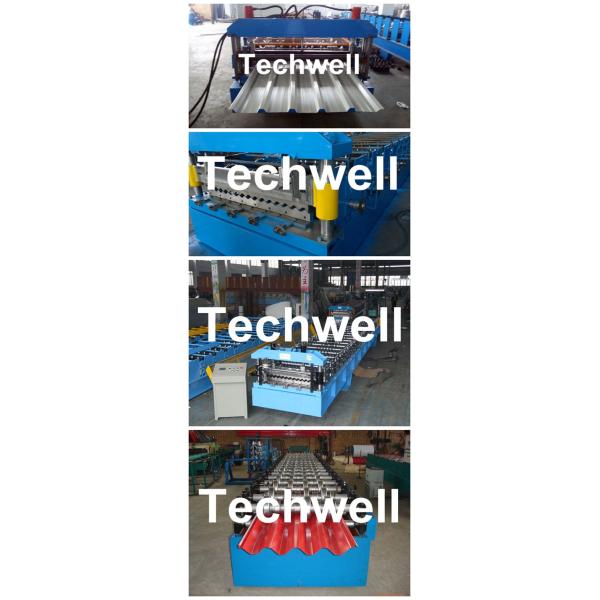 High Speed Roof Panel / Roof Sheet Roll Forming Machine With Chain Drive PLC Control