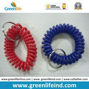 Quality Hot Sales Solid Red Blue Wrist Strap Band ID Coil Keychain for sale