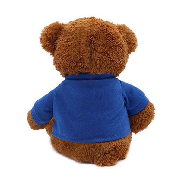 BSCI 12 Inch Plush Teddy Bear Hot Transfer Printing With Blue Clothes