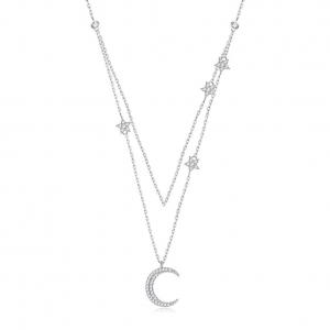 Quality 18in 2.9g Sterling Silver Necklace Chains AAAAA CZ Double Chain Necklace ODM for sale