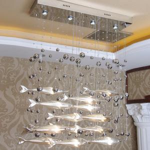 China Chrome Or Silver G4 Glass Modern Pendant Light Fish Shaped Home Decoration on sale