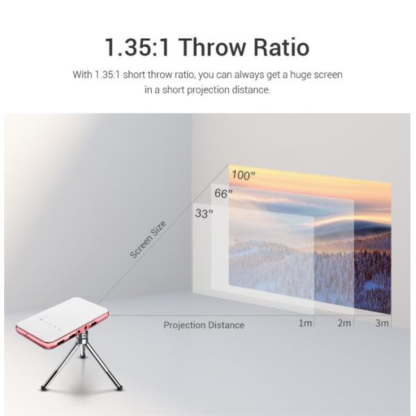 LED Mini DLP Android Pocket Projector For Mobile Outdoor Travel 5000MAH Rechargeable Battery