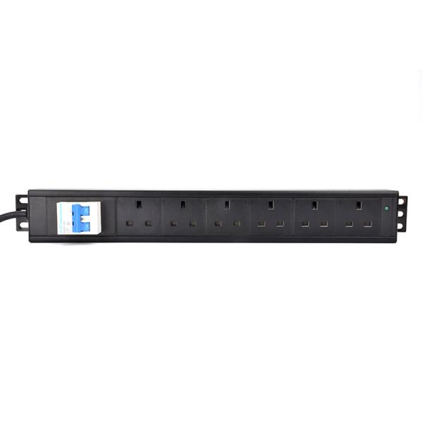 6 Way UK Type PDU Extension Socket With On/Off Switch, Circuit Breaker