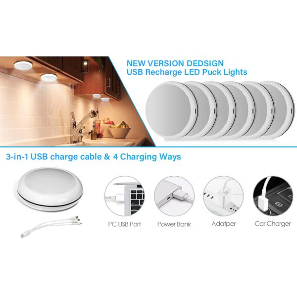 4000K 30LM 0.3W Remote Control Under Cabinet Light USB Rechargeable Cordless