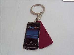Quality Metal keychain with mobile phone designed tags, promotional gift key holders, zinc alloy, for sale