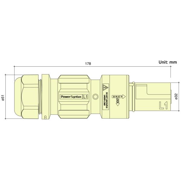 LSM Series High Current Power Connectors Male Plugs PowerSyntax Line Source Set 5 X 400A IP67