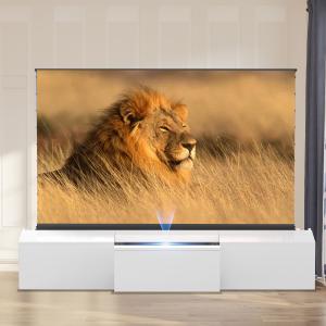 Buy cheap White Motorized Laser TV Cabinet Customized Sliding TV Cabinet Wooden Short from wholesalers