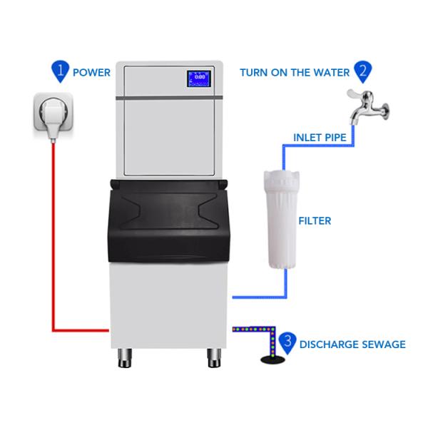 Business Commercial Restaurant 350kg Automatic Stainless Steel Block Ice Cube Maker Machine with Touchpad Control Panel