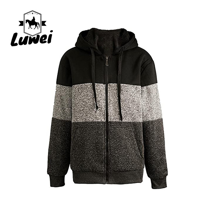 Quality Streetwear Embroidered Heavy Cotton Logo Drawstring Soft Knitted Men's Hoodies & Sweatshirts With Zipper for sale